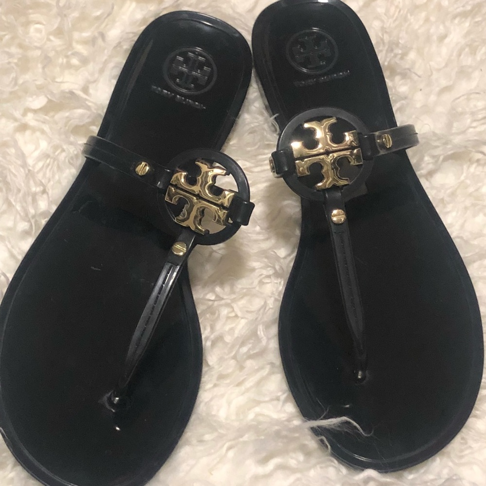 TORY BURCH PLASTIC BLACK SANDALS